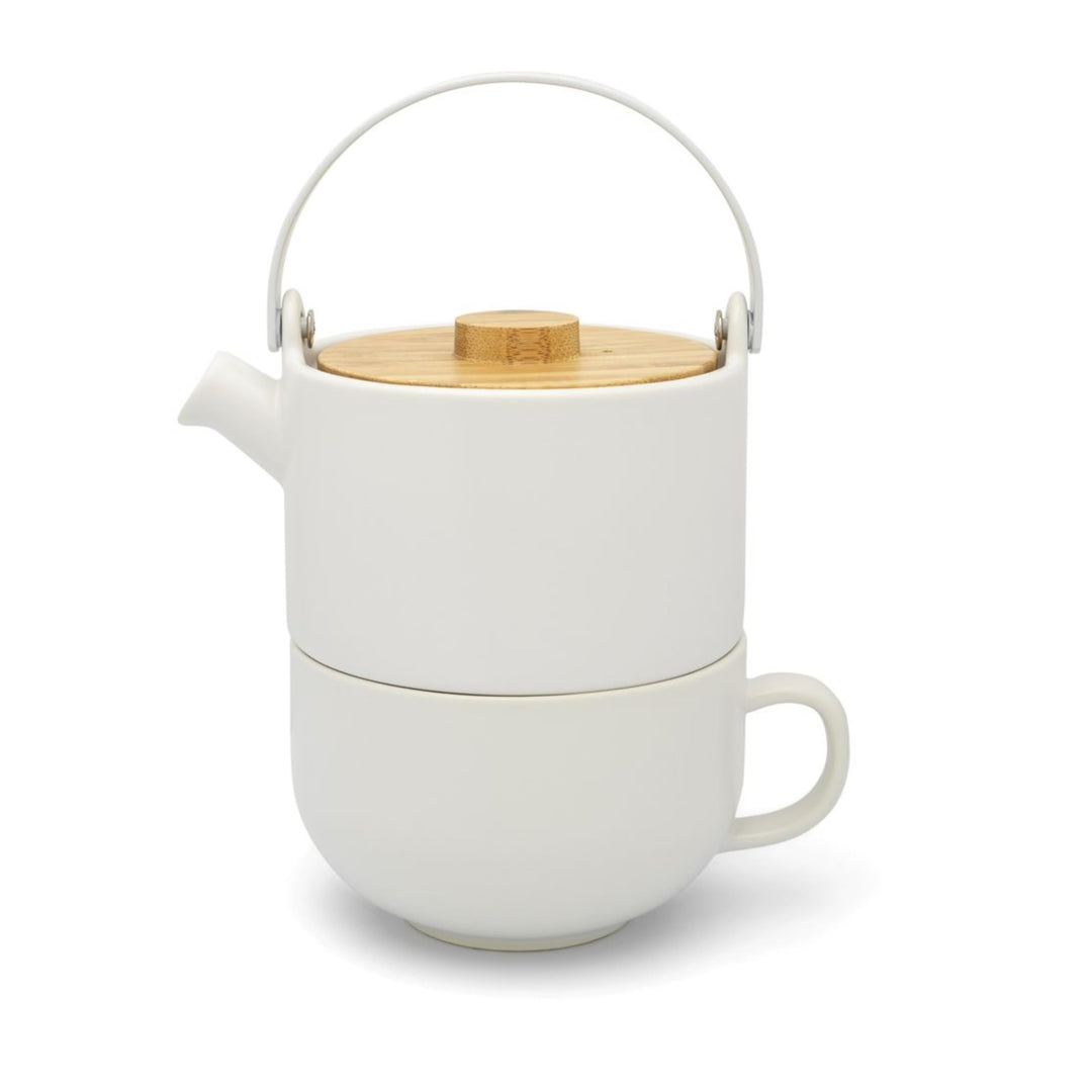Bredemeijer weisses Mattes Keramik Tea-for-one Set 0.5 Liter 2-teilig