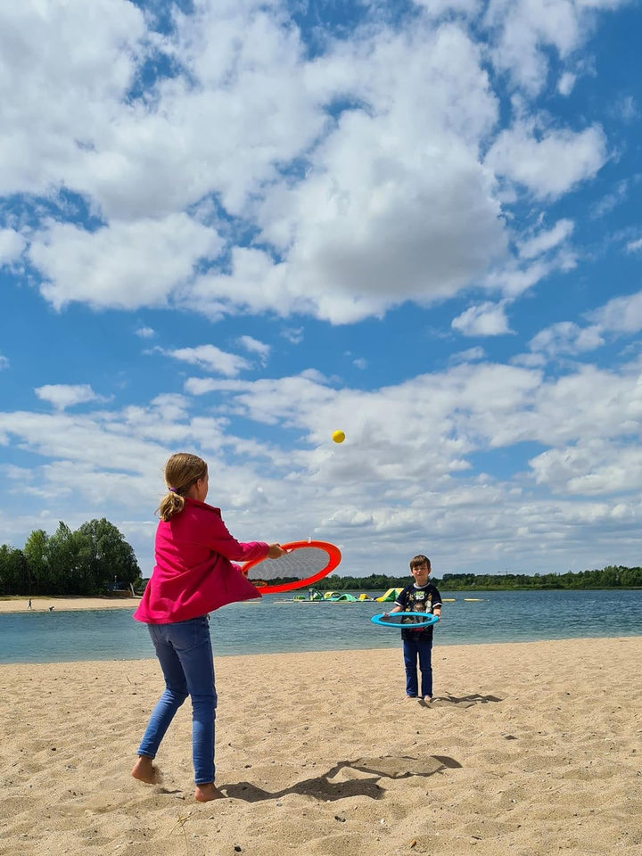 alldoro 60040 Beach Volley & Super Disc, 4 tlg. Set, Strand-Volleyball Wurfscheiben, Ø 50 cm, bunt f