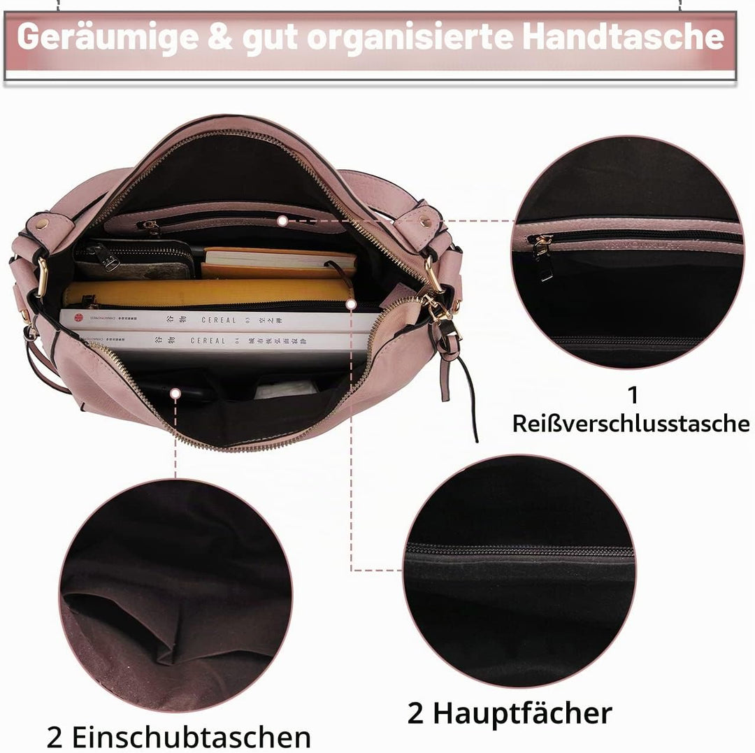 VX VONXURY Handtaschen für Frauen, Medium Vegan Leder Hobo Taschen Geldbörse für Damen Rosa, Rosa