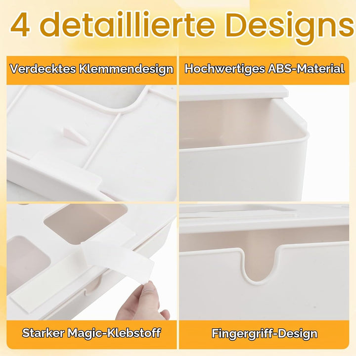 3 Stück Schublade unter Schreibtisch, Versteckte Schubladenbox, Schubladen Organizer Aufbewahrungsbo