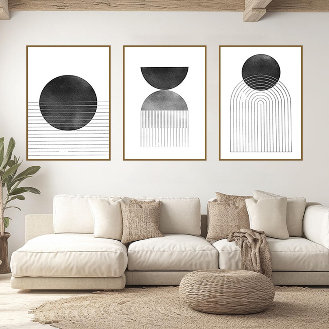 UGZDEA Abstrakt Leinwand Poster, Moderne Boho 3er Set Kunstposter Wanddeko Bilder Set für Wohnzimmer
