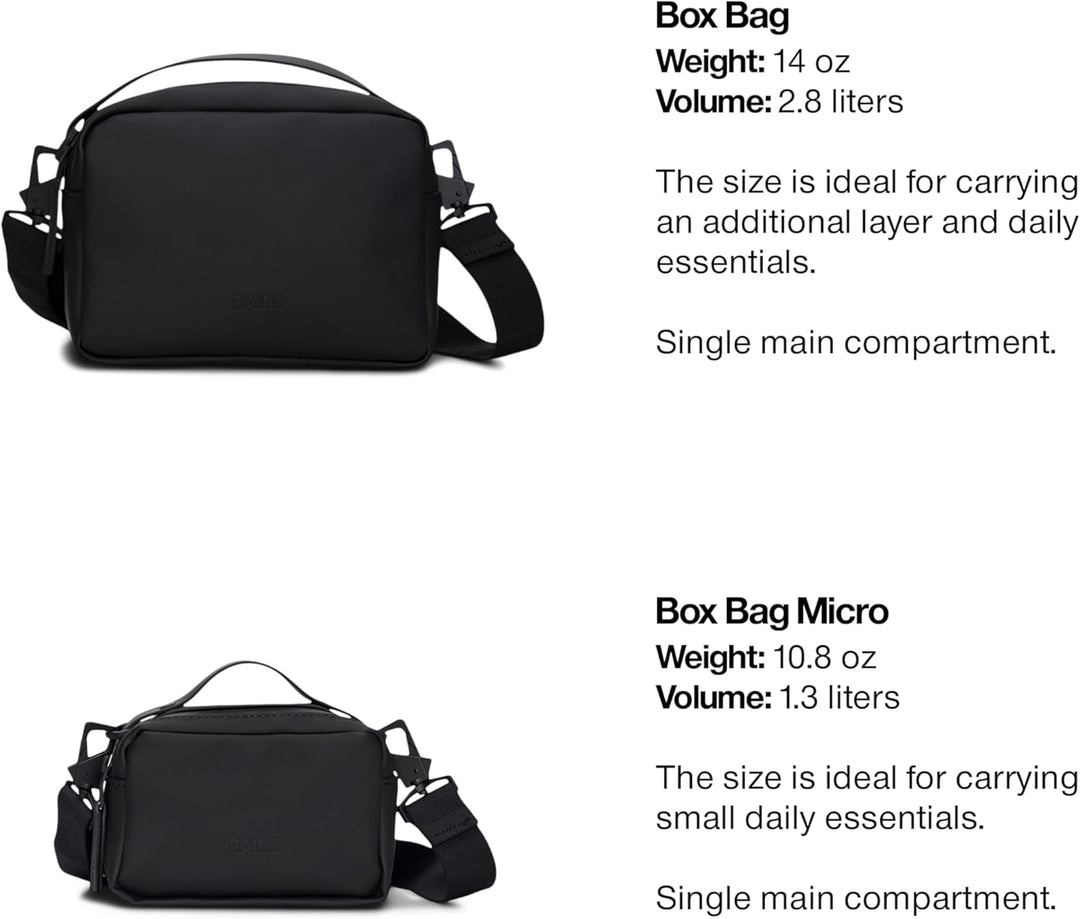 RAINS Unisex Waterproof Crossbody Bag, Sling Bag, Fanny Bag - Versatile Black Box Bag for Women & Me