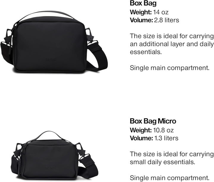 RAINS Unisex Waterproof Crossbody Bag, Sling Bag, Fanny Bag - Versatile Black Box Bag for Women & Me