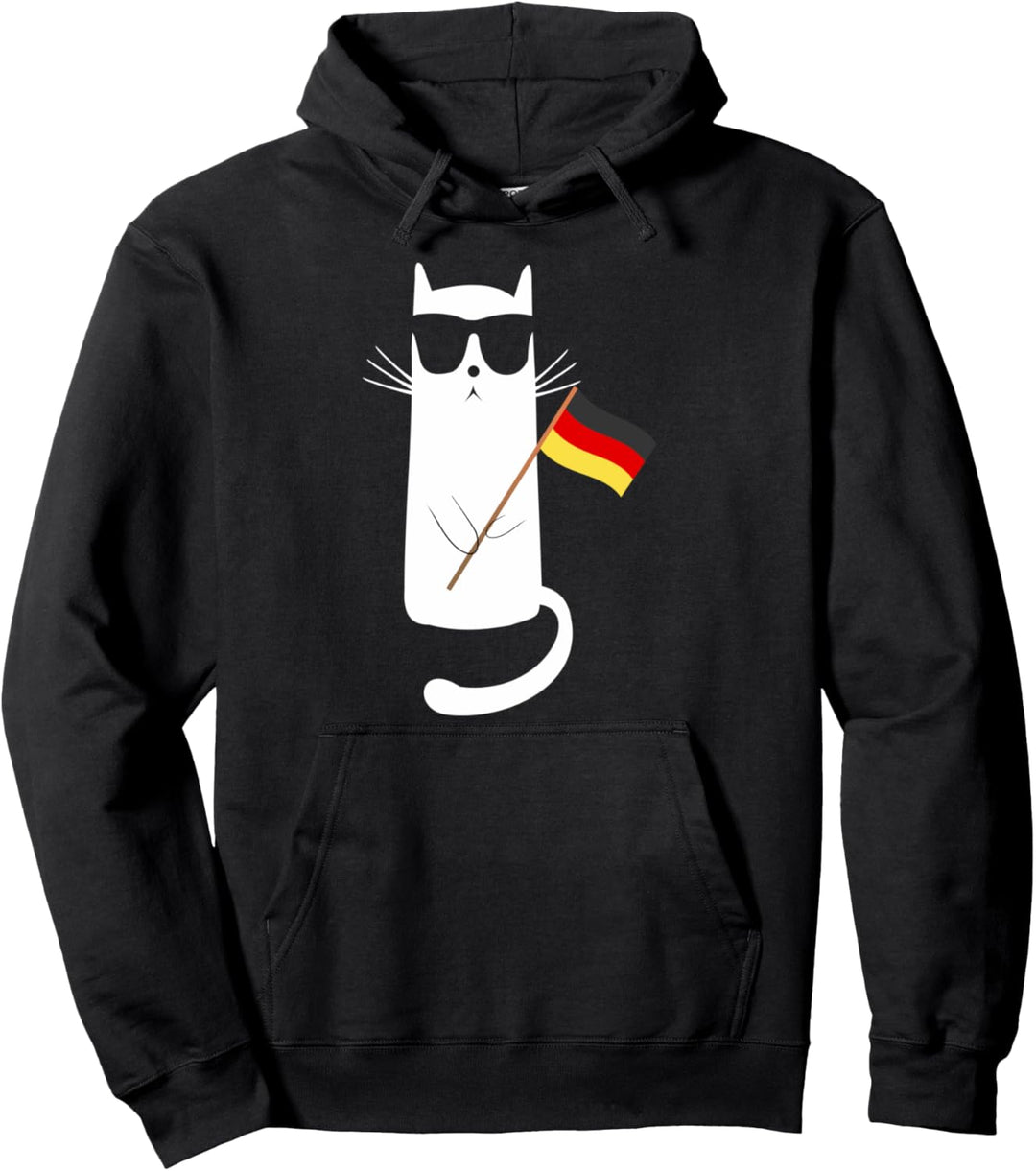 Lustige Katze mit Sonnenbrille mit Flagge Deutsch Pullover Hoodie