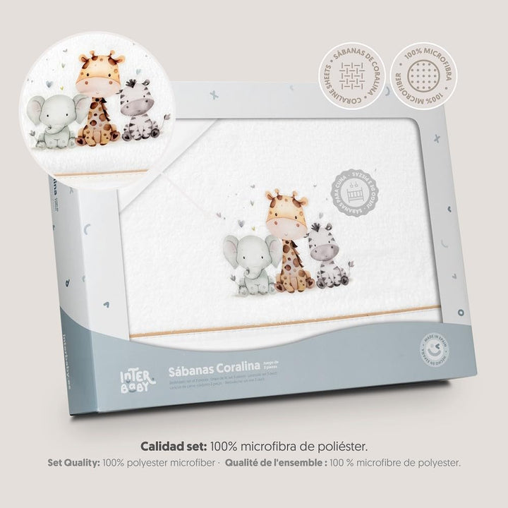 Interbaby - Bettwäsche-Set für Kinderbett, 60 x 120 cm, 100% Polyester, warm, inklusive Spannbettlak