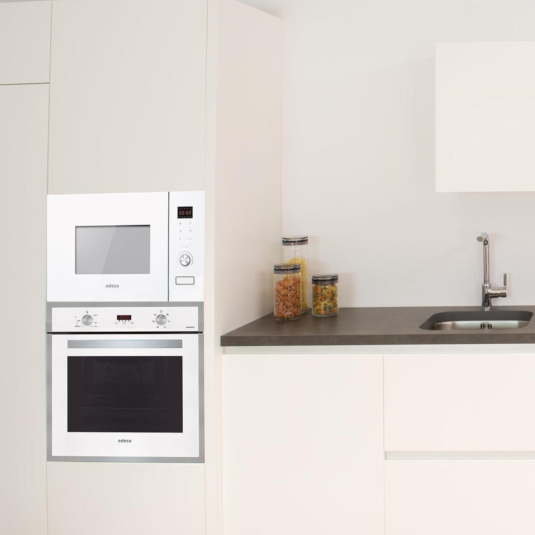 EDESA Mikrowelle EMW-2020-IG WH mit Einbau, 20 l, 800 W und Grill, 1000 W, Innengehäuse aus Edelstah