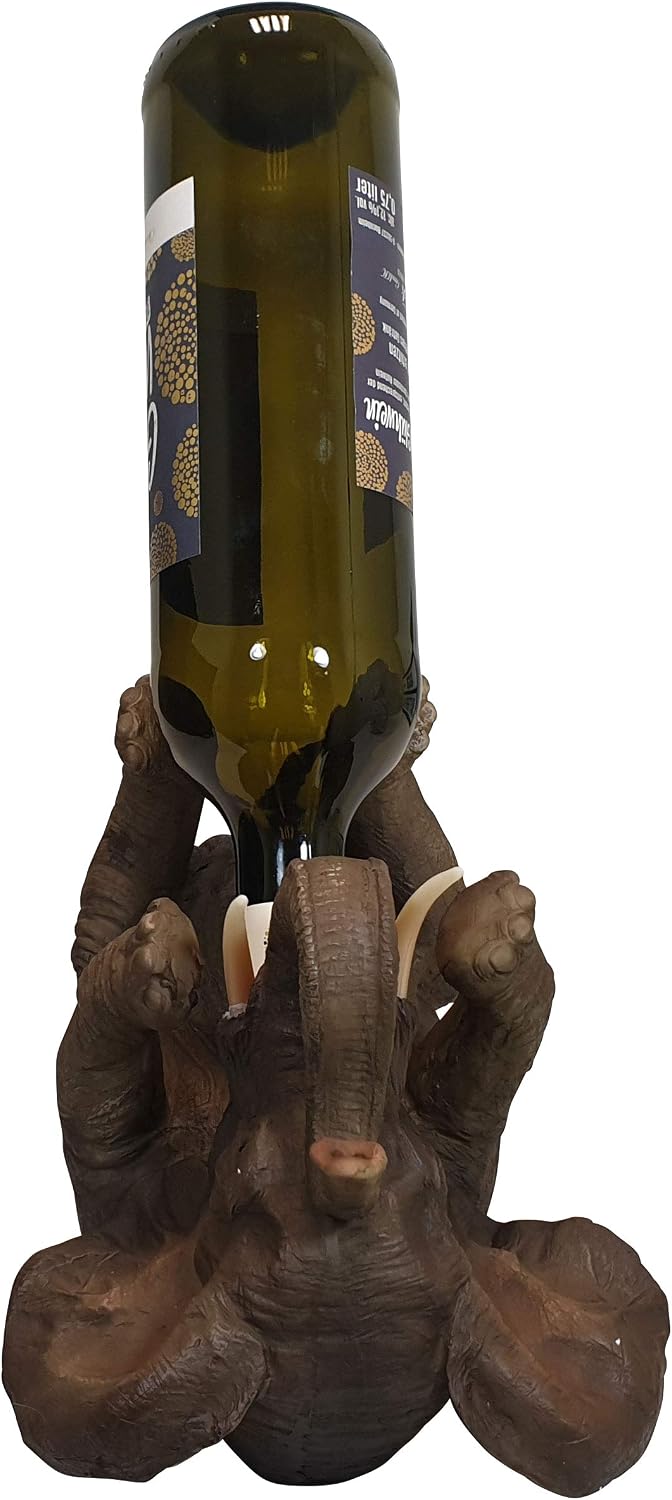 Flaschenhalter Weinflaschenhalter durstiger Elefant Figur Skulptur lustige Deko Glückelefant
