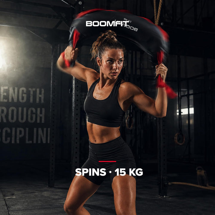 BOOMFIT Bulgarian Bag Sandsack Hufeisenform 4 Griffe Crossfit 5-20 kg | Für Spins, Halos, Around the