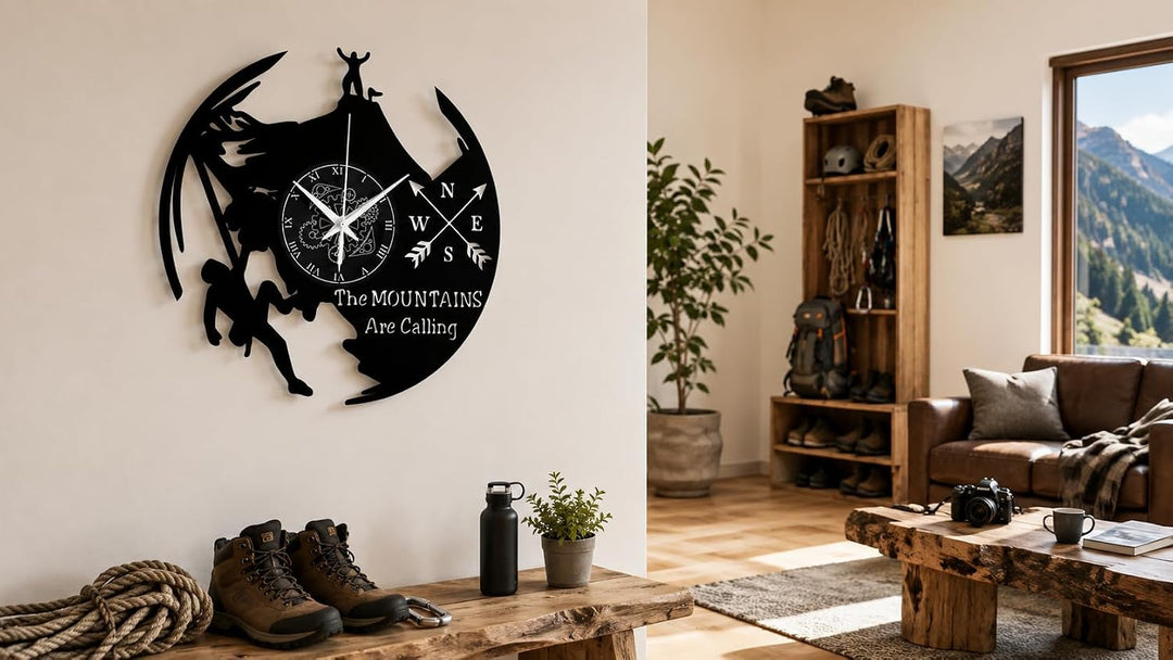 Instant Karma Clocks Wanduhr aus Vinyl Klettern Bergsteigen Hiking