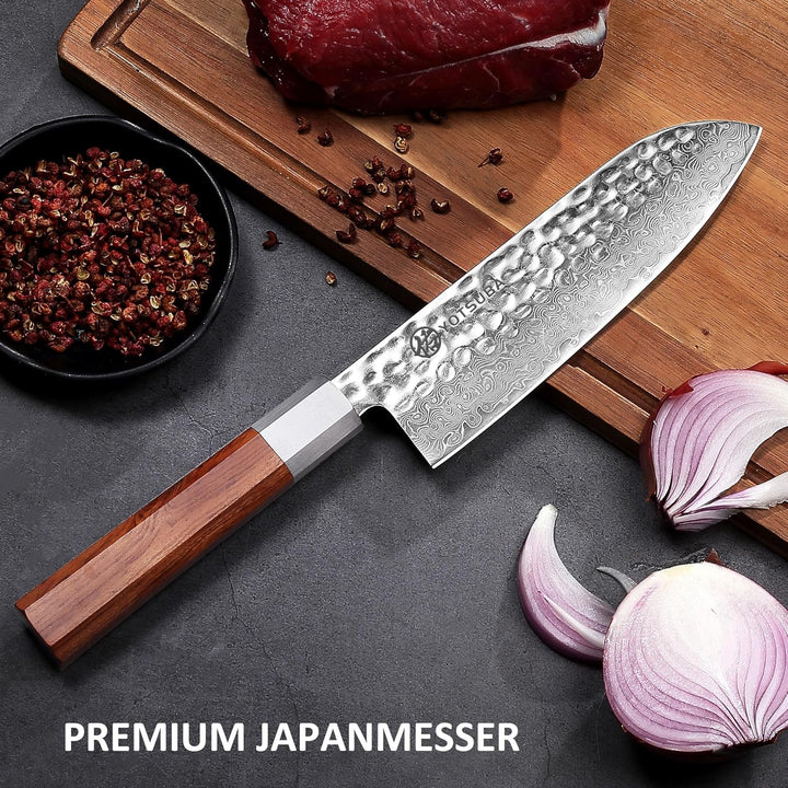 YOTSUBA Damascus Japanese Santokumesser 18cm, Extra Scharfe Japanische Küchenmesser Messerklinge mit