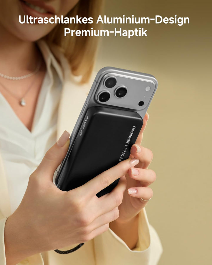 Power Bank, 20000mAh 45W Schnellladen mit Integriertem USB-C Kabel, Externe Handyakkus Kompatibel mi