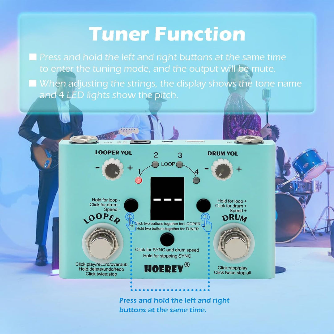 HOEREV Drum Looper Tuner Effekt Audio Workstation Gitarrenpedal ohne Netzteil