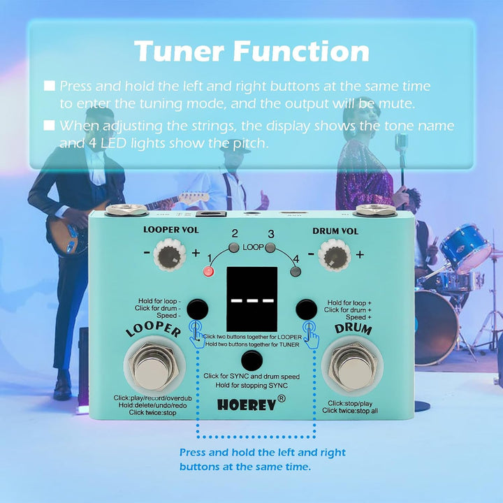 HOEREV Drum Looper Tuner Effekt Audio Workstation Gitarrenpedal ohne Netzteil