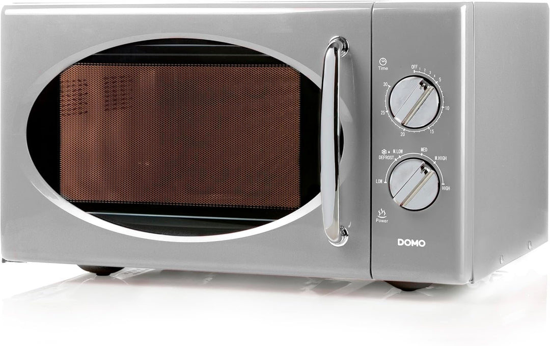 DOMO DO3025 Freistehend Retro Mikrowelle - 6 Leistungsstufen - Mechanische Bedienung - Mit Timer bis