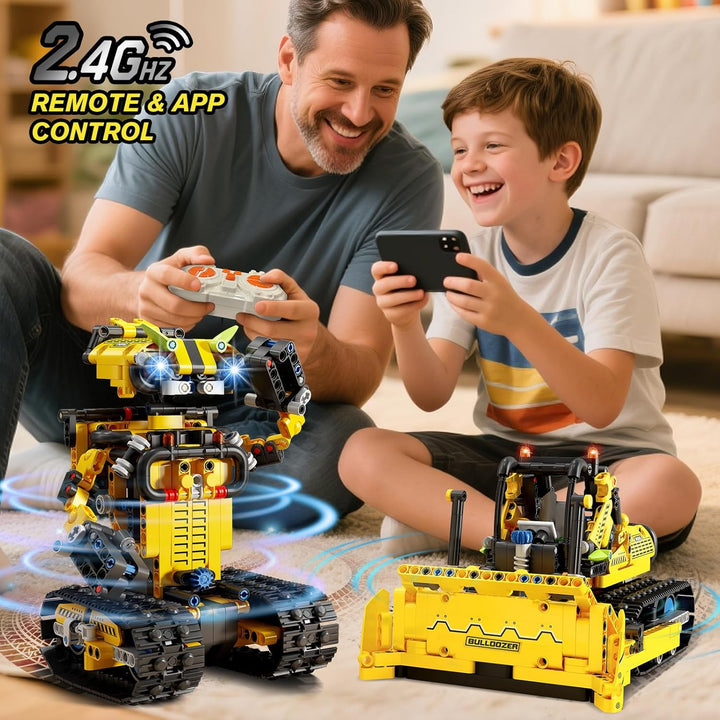 Technik Ferngesteuert Roboter für Kinder - 730 Teiles 2-in-1 APP Fernbedienung Bausatz RC Robot Bull