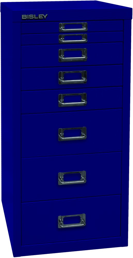 BISLEY MultiDrawer, 29er Serie, DIN A4, 8 Schubladen, Metall, 639 Oxfordblau, 38 x 27.9 x 59 cm