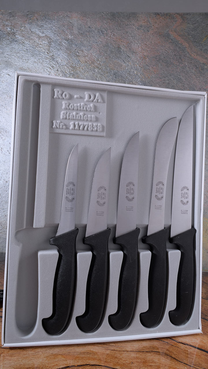 Ro-Da Fleischermesser Set 6tlg Schlachtermesser Set 3mm