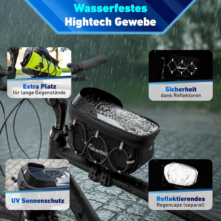 Valkental® Fahrrad Rahmentasche [Innovativer Adapter] Wasserfeste Oberrohrtasche mit Schnellspanner