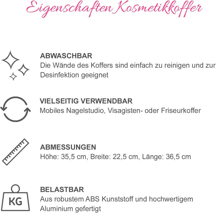 N&BF Profi Kosmetikkoffer gross Alu Friseurkoffer Schminkkoffer Multikoffer Nagelkoffer Beautycase a