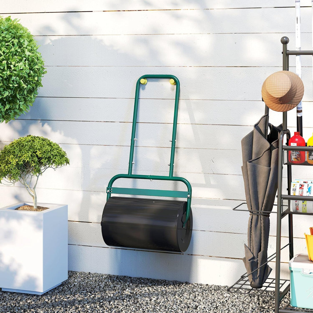 Outsunny Rasenwalze Gartenwalze befüllbar mit Wasser oder Sand, 50cm Breite Handwalze mit U-Griff, 3