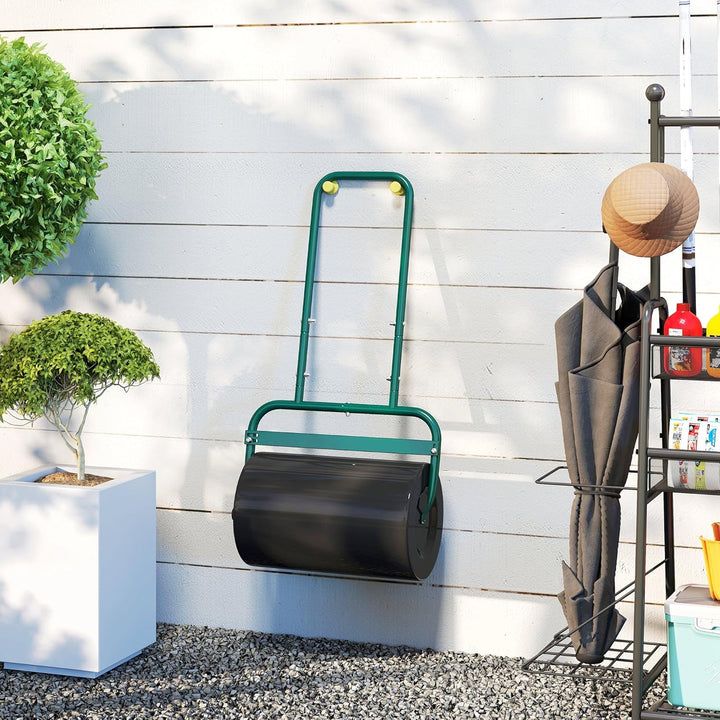 Outsunny Rasenwalze Gartenwalze befüllbar mit Wasser oder Sand, 50cm Breite Handwalze mit U-Griff, 3