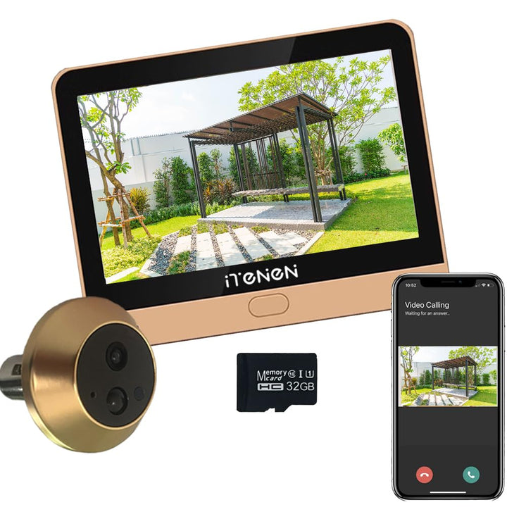 PDG1 WLAN Türspion Kamera mit 3,0 MP mit 4,3 Zoll Farbbildschirm, Digitaler Türspion Kamera mit 32GB