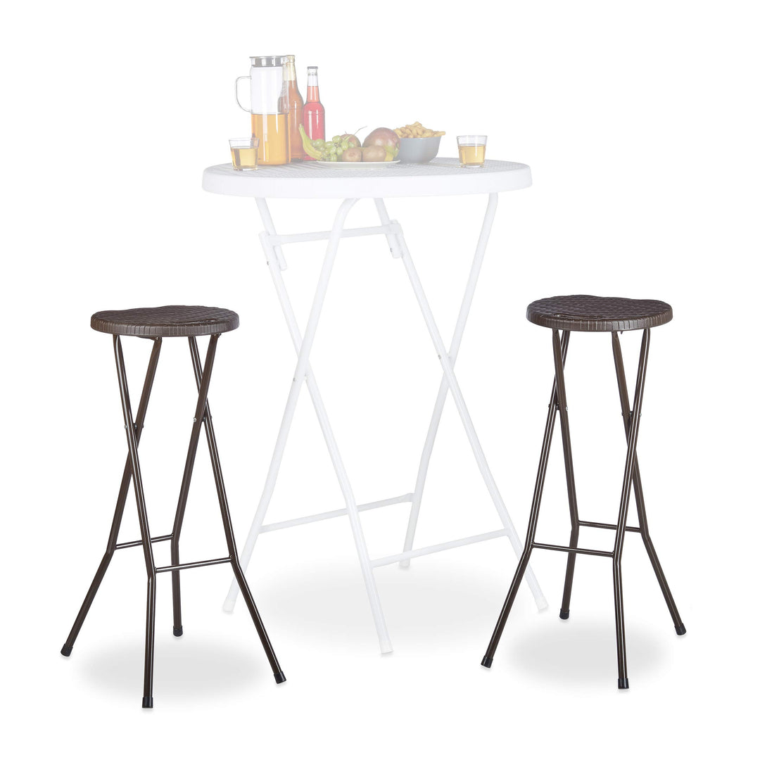 Relaxdays Barhocker klappbar BASTIAN 2er Set, Wetterfest, Höhe 80 cm, Barstuhl Doppelpack, Kunststof