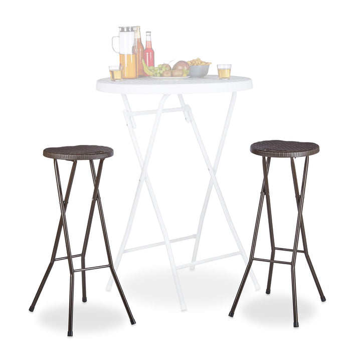 Relaxdays Barhocker klappbar BASTIAN 2er Set, Wetterfest, Höhe 80 cm, Barstuhl Doppelpack, Kunststof