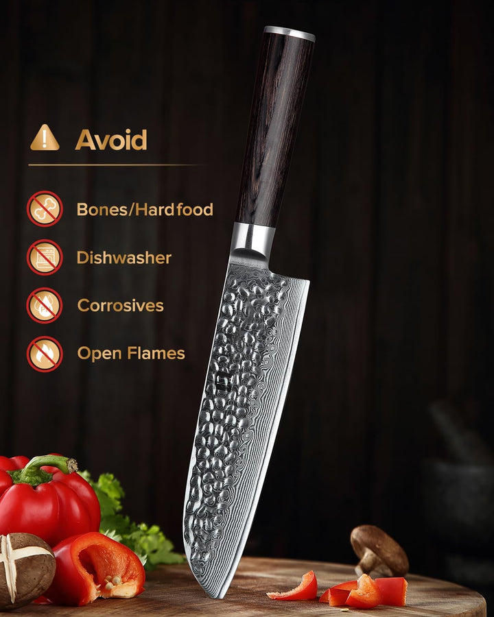 XINZUO 17.6cm Damaskus Santokumesser, Profi Damastmesser Kochmesser 67 Schichten Damaststahl Chefmes
