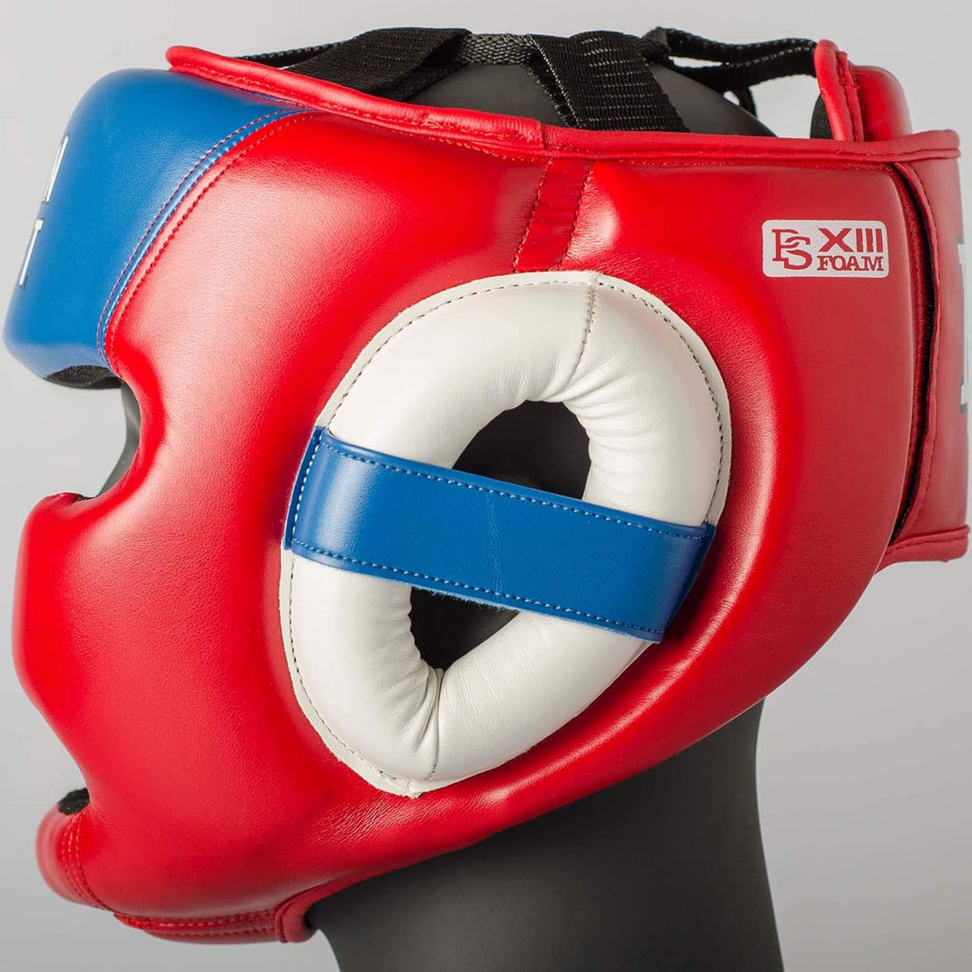 Paffen Sport «Kids» Kopfschutz für das Training im Boxen, Kickboxen, Muay Thai Rot/Blau/Weiss, Rot/B