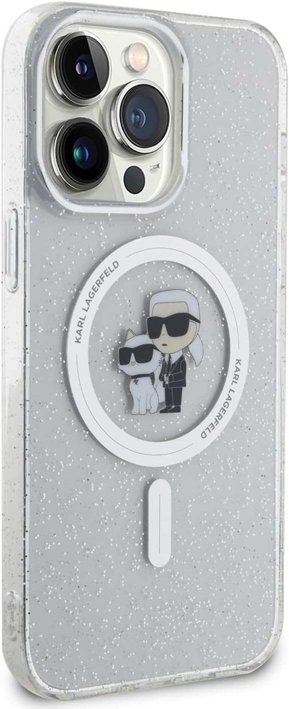 KARL LAGERFELD KLHMP15LHGKCNOT Hülle für iPhone 15 Pro 6.1" transparent hardcase Karl&Choupette Glit