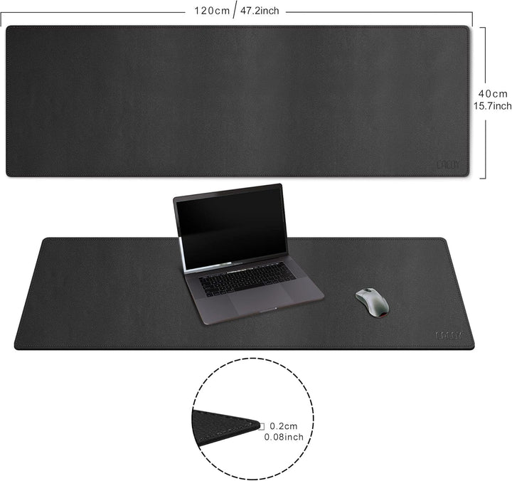 Cacoy PU-Leder Schreibtischunterlage, 120x40cm Gross Gaming Mauspad, wasserdichte Multifunktions Bür