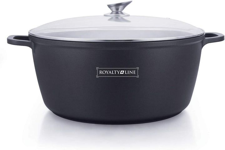 Royalty Line - RL-BS44M - Kochtopf Gross mit Glasdeckel, Antihaftbeschichteter, Induktionsgeeignet,