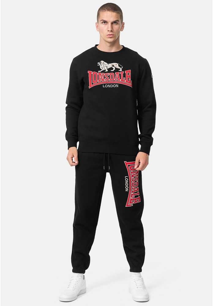 Lonsdale Herren Lawins Sweatshirt L Black/Red/Grey, L Black/Red/Grey