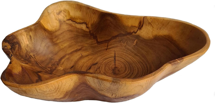 Windalf Natur Teakholzschale CLOUDY 27 cm Rustikale Obstschale Salatschale Handarbeit Holz