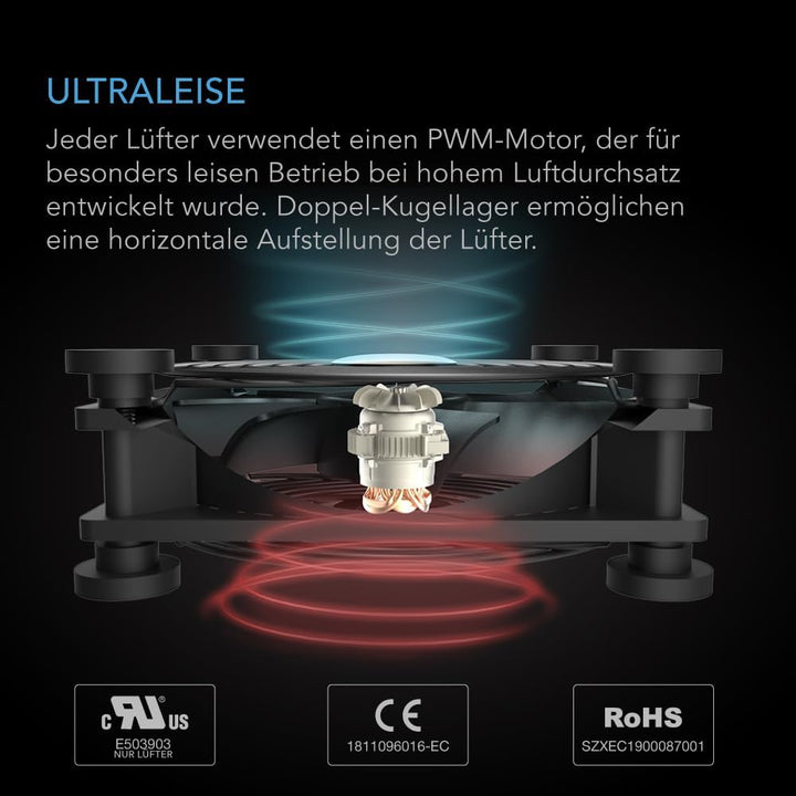 AC Infinity MULTIFAN S4, 140mm USB Lüfter, 18dB Leise, Kunststoff, 1.5W, 5V, 2000U/min, für Receiver