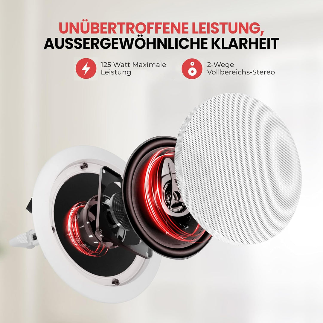 pyle pdic61rd 6,5 2-Wege-Decken-Unterputzkabel Full Range Paar Lautsprecher System weiss 17 cm, weis