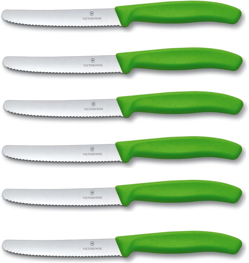 Victorinox 6 Stück Tafelmesser - Tomatenmesser Swiss Classic mit Wellenschliff rostfrei - Swiss Made