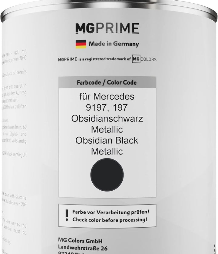 MG PRIME Autolack Dose spritzfertig für Mercedes 9197/197 Obsidianschwarz Metallic/Obsidian Black Me