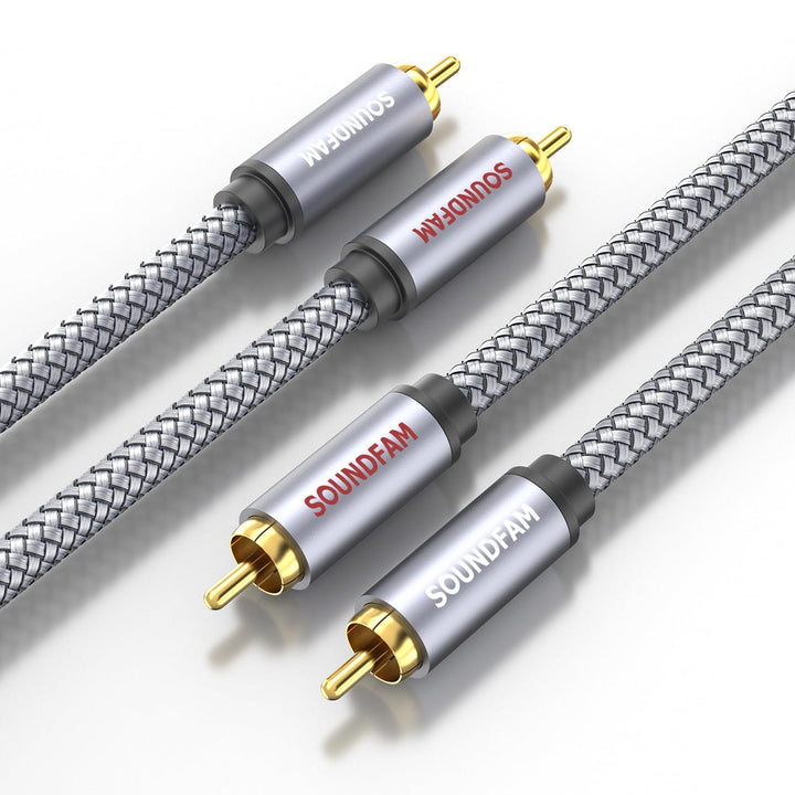 SOUNDFAM Cinch Kabel - 5M - Stereo Audio 2-Cinch auf 2-Cinch RCA Y Splitter Kabel für Subwoofer, Ver