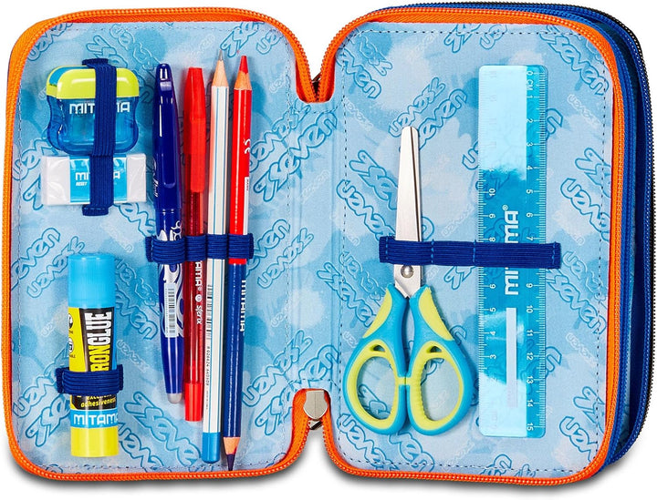 Seven Federmäppchen, Mäppchen, Mehrfarbig, Federtasche für Schreibwaren, Etui mit Stiften, Kugelschr