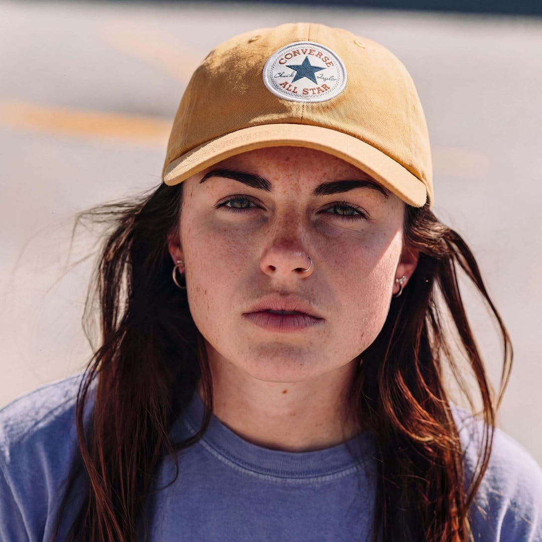 Converse Mütze Kappe Core Classic Baseball Cap Basecap Baumwollcap Metallschnalle, Pastellgelb