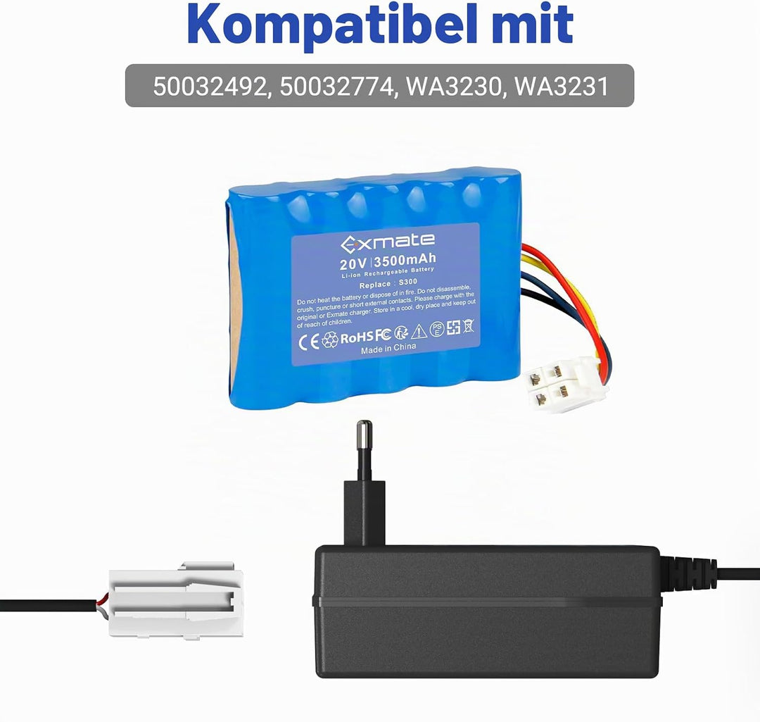 Exmate Ladegerät kompatibel mit 20V Li-Ion Akkus 50032492, 50032774, WA3230, WA3231 / Output 21V, 1,