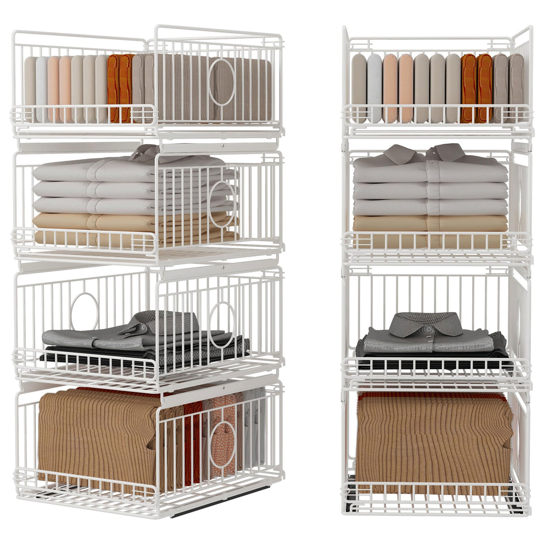 Ornestia 4 Stück Metall Schrank Organizer Kleiderschrank, Kein Bohren Ausziehbarer Schrank-Organizer