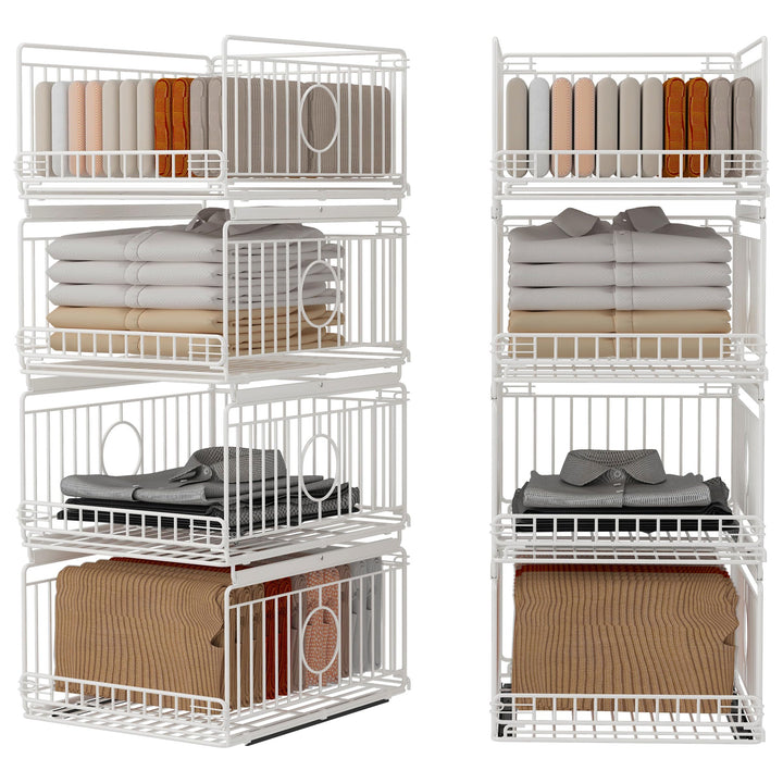 Ornestia 4 Stück Metall Schrank Organizer Kleiderschrank, Kein Bohren Ausziehbarer Schrank-Organizer
