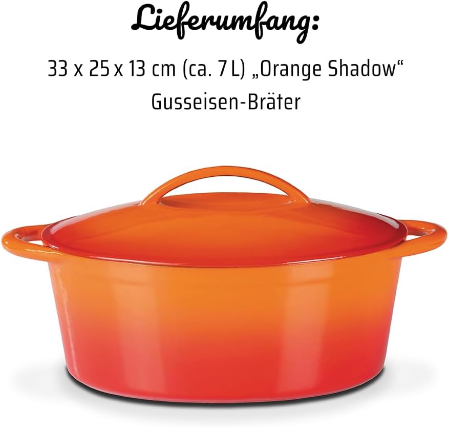 GSW hochwertiger Schmortopf mit Deckel, ideal zum Schmoren, Dünsten und Braten, auch für Induktion u