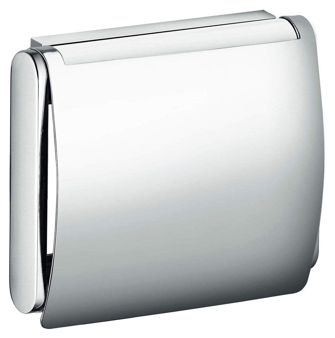 KEUCO Plan Toilettenpapierhalter mit Deckel, offene Form, Metall verchromt, Made in Germany, schwenk