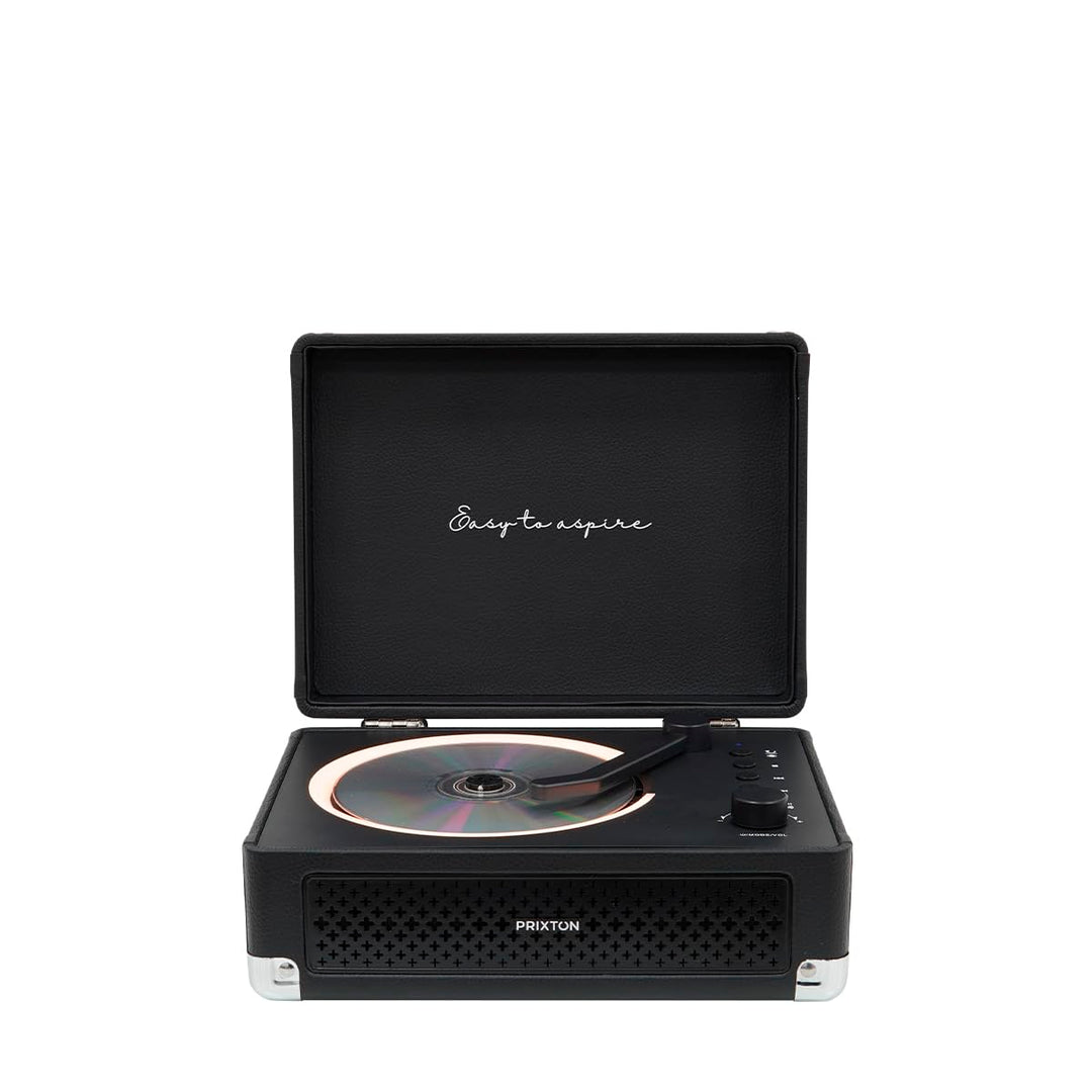 PRIXTON Tragbarer CD-Player mit Bluetooth, FM-Radio und AUX, 6W Lautsprecher (2x3W), Kompatibel mit