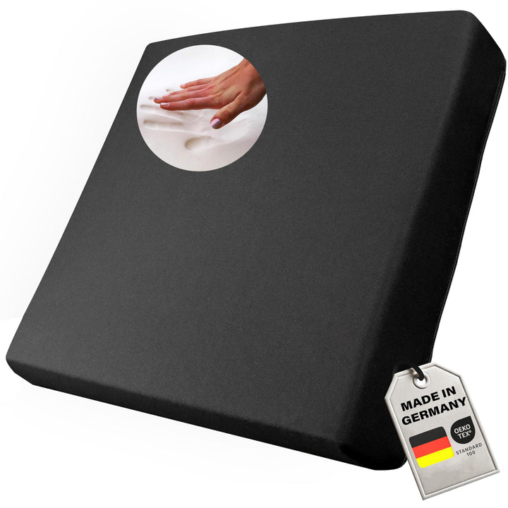Supply24 Gel/Gelschaum Sitzkissen Anti Dekubitus Sitzpolster 40 x 40 x 10 cm Schwarz Memory Schaum f