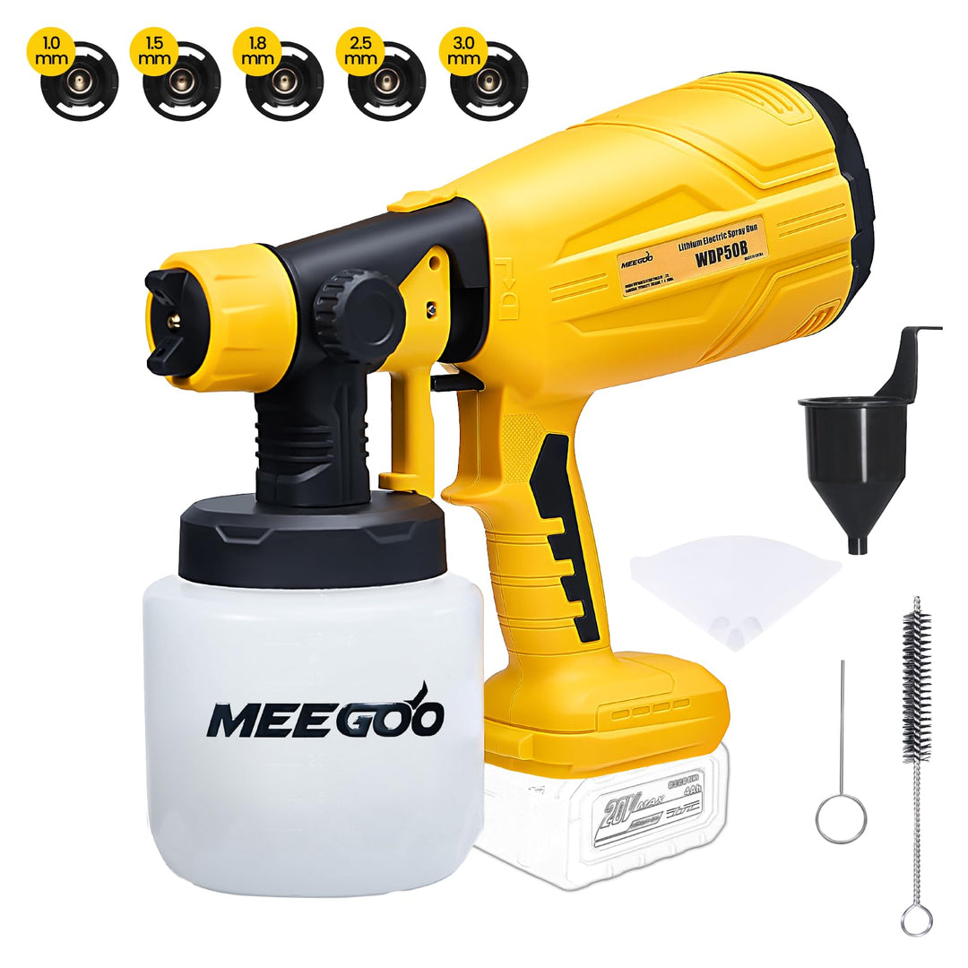 MEE GOO Akku-Farbspritzgerät für Zaun, Möbel, Schränke, Wände, etc. Kompatibel mit Makita und DeWalt